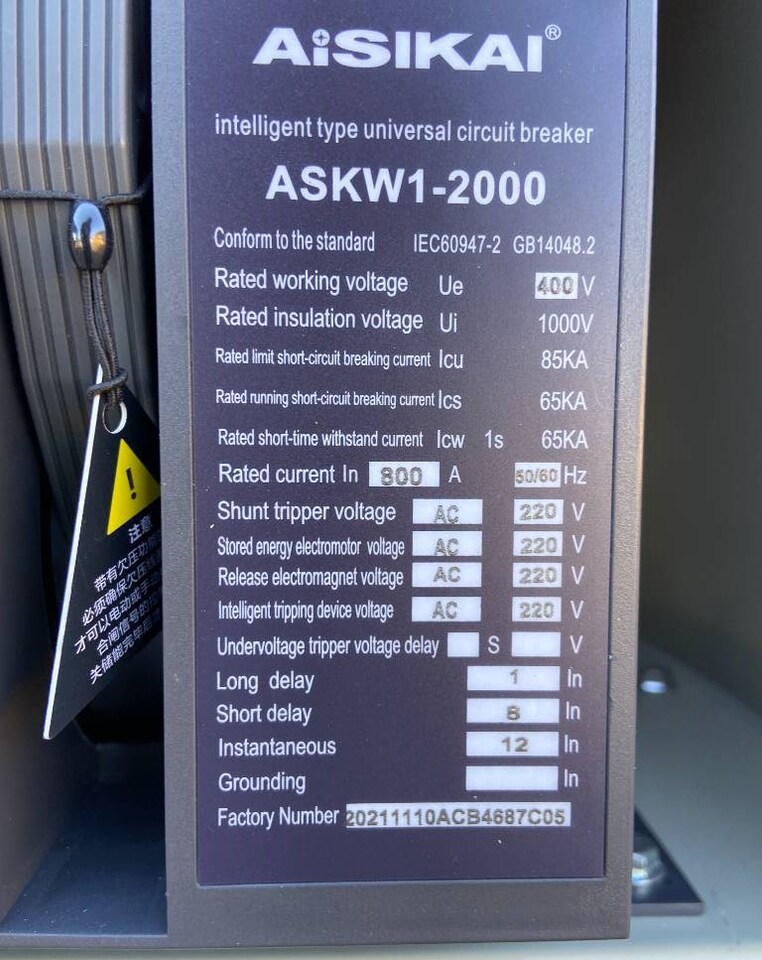 Equipo de construcción Aisikai ASKW1-2000 - Circuit Breaker 800A - DPX-35: foto 5