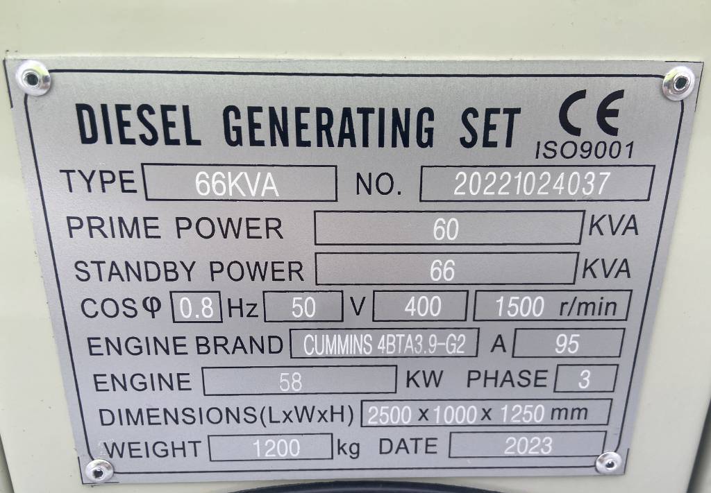 Generador industriale Cummins 4BTA3.9-G2 - 66 kVA Generator - DPX-19833: foto 4