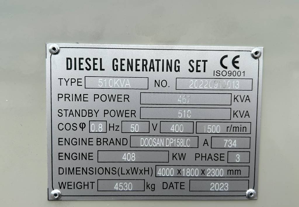Generador industriale Doosan DP158LC - 510 kVA Generator - DPX-19855: foto 4