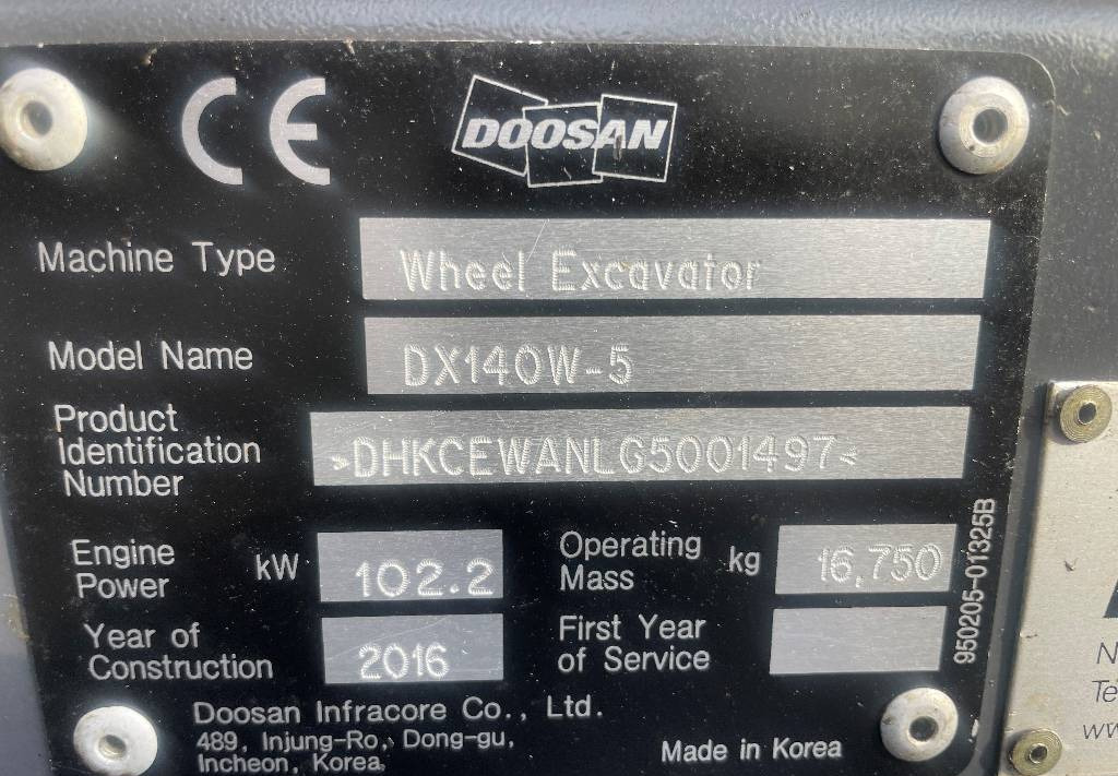 Excavadora de ruedas Doosan DX 140 W-5 Dismantled: only spare parts: foto 5