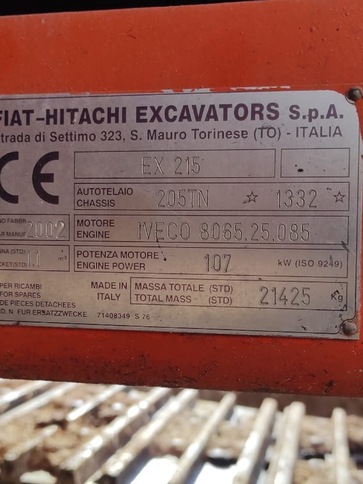 Excavadora de cadenas FIAT HITACHI EX215: foto 15