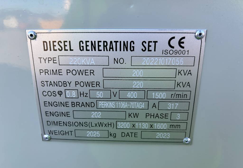 Generador industriale Perkins 1106A-70TAG4 - 220 kVA Generator - DPX-19809: foto 4