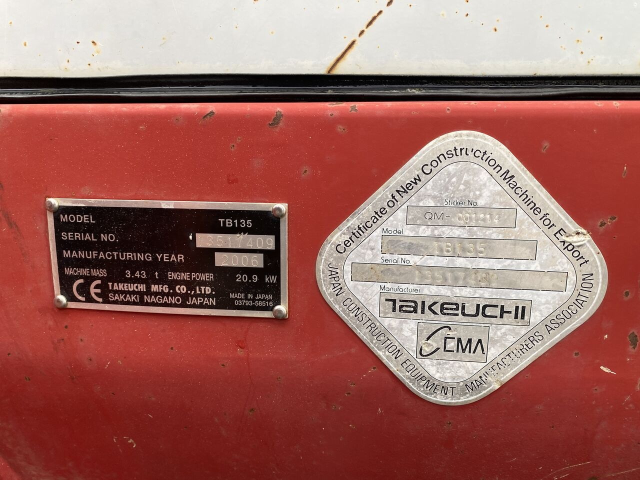 Miniexcavadora Takeuchi TB 135 A Réparer Origine Française: foto 7