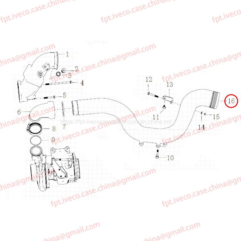 Sistema de refrigeración MAN D2066 Intercooler front intake pipe 09411-5173: foto 3
