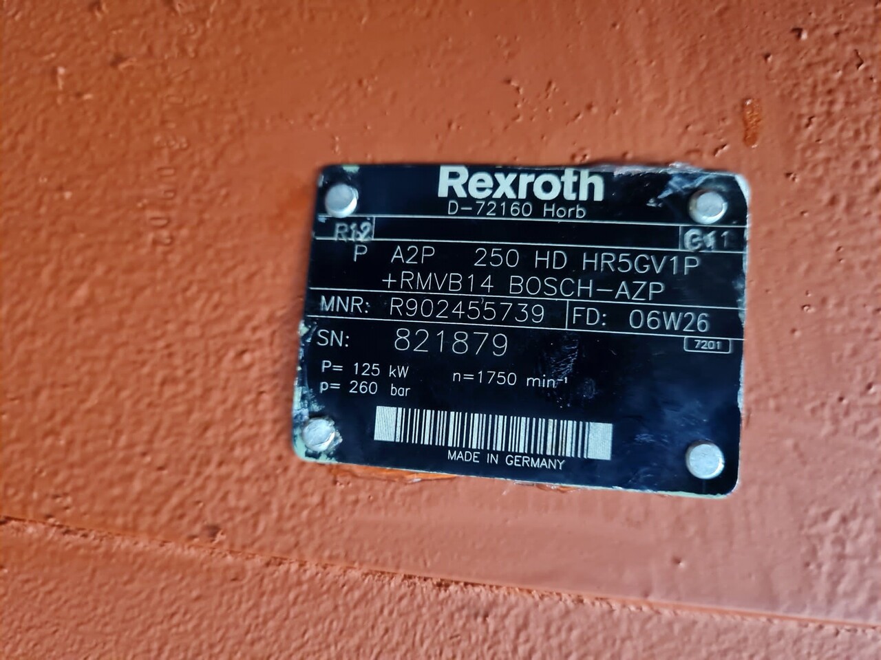 Bomba de aceite REXROTH A2P250HD HR5GV1P + RMVB14: foto 5