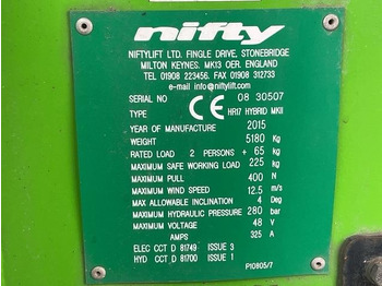 Plataforma articulada Niftylift HR17: foto 5