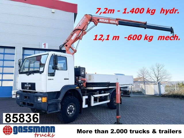 MAN 14.224 LAC 4x4 BB mit Kran Atlas 100.1 - Camión caja abierta, Camión grúa: foto 1 MAN 14.224 LAC 4x4 BB mit Kran Atlas 100.1 - Camión caja abierta, Camión grúa: foto 1