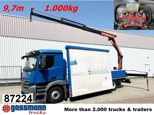 Mercedes-Benz Antos 1836 L 4x2, Glastransporter, Heckkran - Camión caja abierta, Camión grúa: foto 1 Mercedes-Benz Antos 1836 L 4x2, Glastransporter, Heckkran - Camión caja abierta, Camión grúa: foto 1