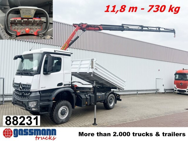 Mercedes-Benz Arocs 1842 AK 4x4, Kran Palfinger PK12001-EH C, - Camión volquete, Camión grúa: foto 1 Mercedes-Benz Arocs 1842 AK 4x4, Kran Palfinger PK12001-EH C, - Camión volquete, Camión grúa: foto 1