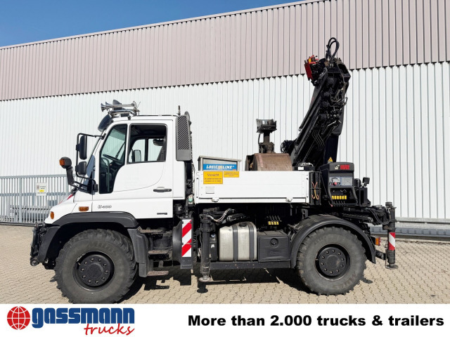 Unimog U400 4x4, Frontzapfwelle, Heckkran Hiab XS - Camión caja abierta, Camión grúa: foto 4 Unimog U400 4x4, Frontzapfwelle, Heckkran Hiab XS - Camión caja abierta, Camión grúa: foto 4