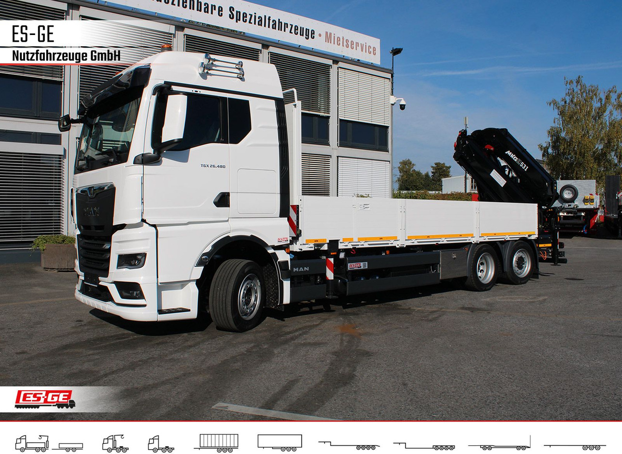 MAN TGX 26.480 6x2-4 LL, MKG-Ladekran HLK531 a5 - Camión caja abierta, Camión grúa: foto 1 MAN TGX 26.480 6x2-4 LL, MKG-Ladekran HLK531 a5 - Camión caja abierta, Camión grúa: foto 1