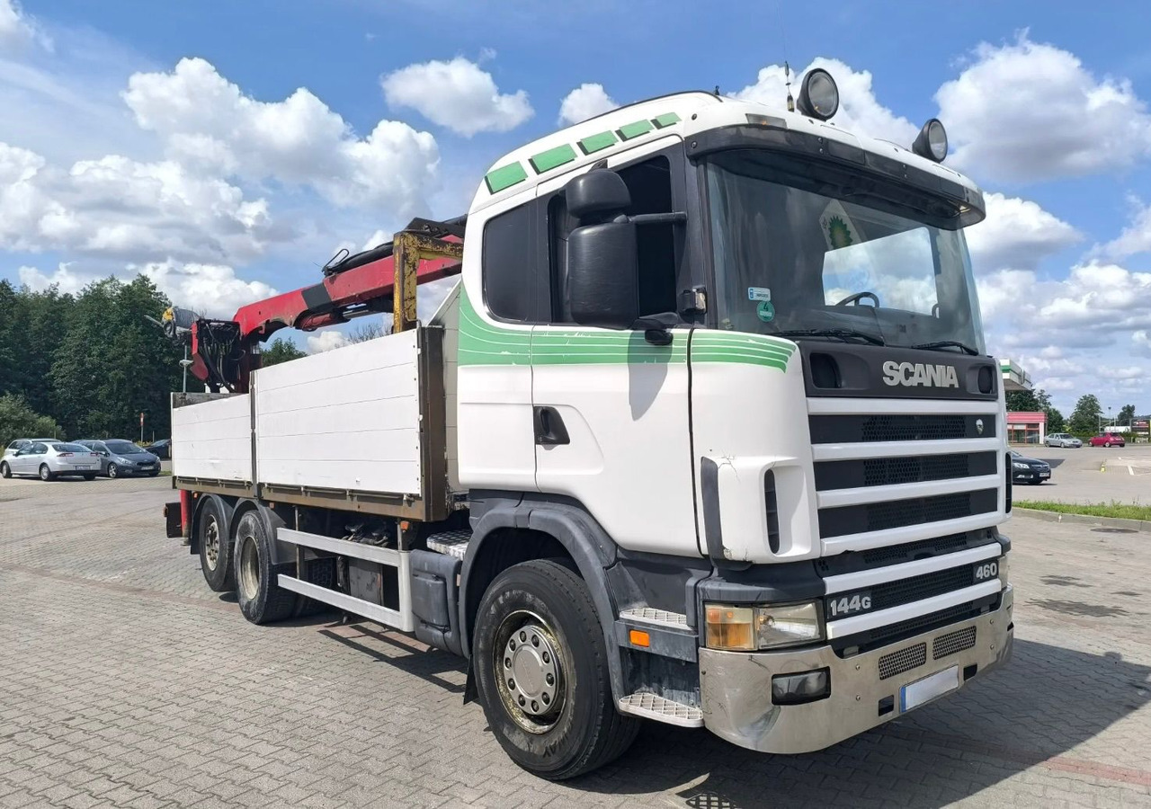 SCANIA 144.460 - Camión caja abierta, Camión grúa: foto 1 SCANIA 144.460 - Camión caja abierta, Camión grúa: foto 1