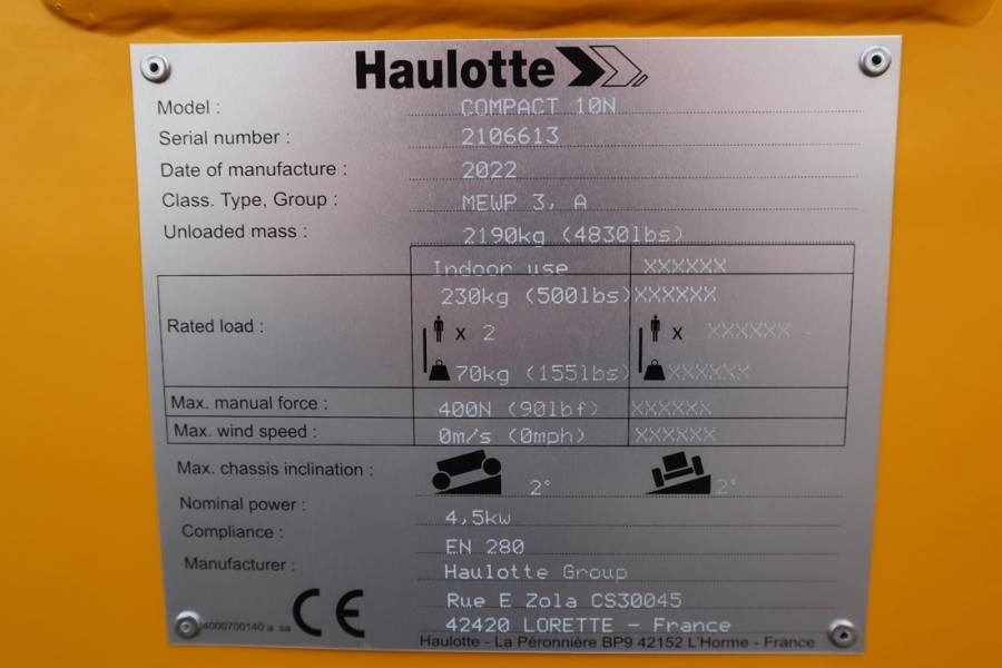 Plataforma de tijeras Haulotte Compact 10N Valid Inspection, *Guarantee! 10m Work: foto 6