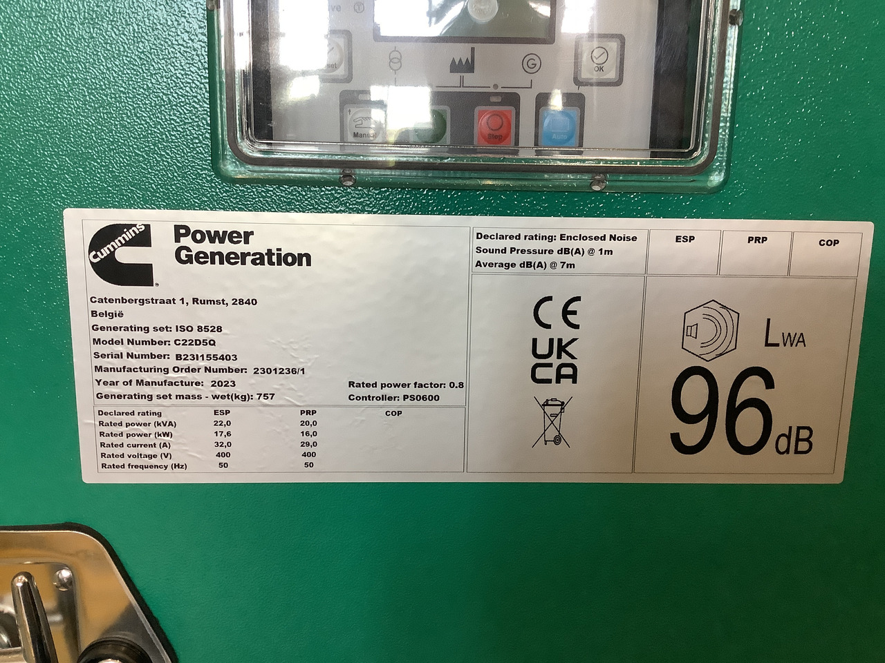 Cummins C22D5Q. 22KVA Generator. Brand new. - Generador industriale: foto 4 Cummins C22D5Q. 22KVA Generator. Brand new. - Generador industriale: foto 4