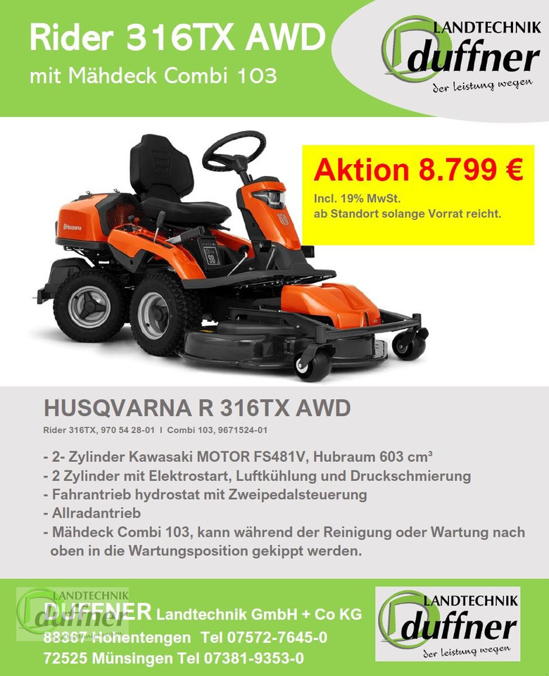 Husqvarna Rider 316TX AWD Allrad - Cortacésped: foto 1 Husqvarna Rider 316TX AWD Allrad - Cortacésped: foto 1