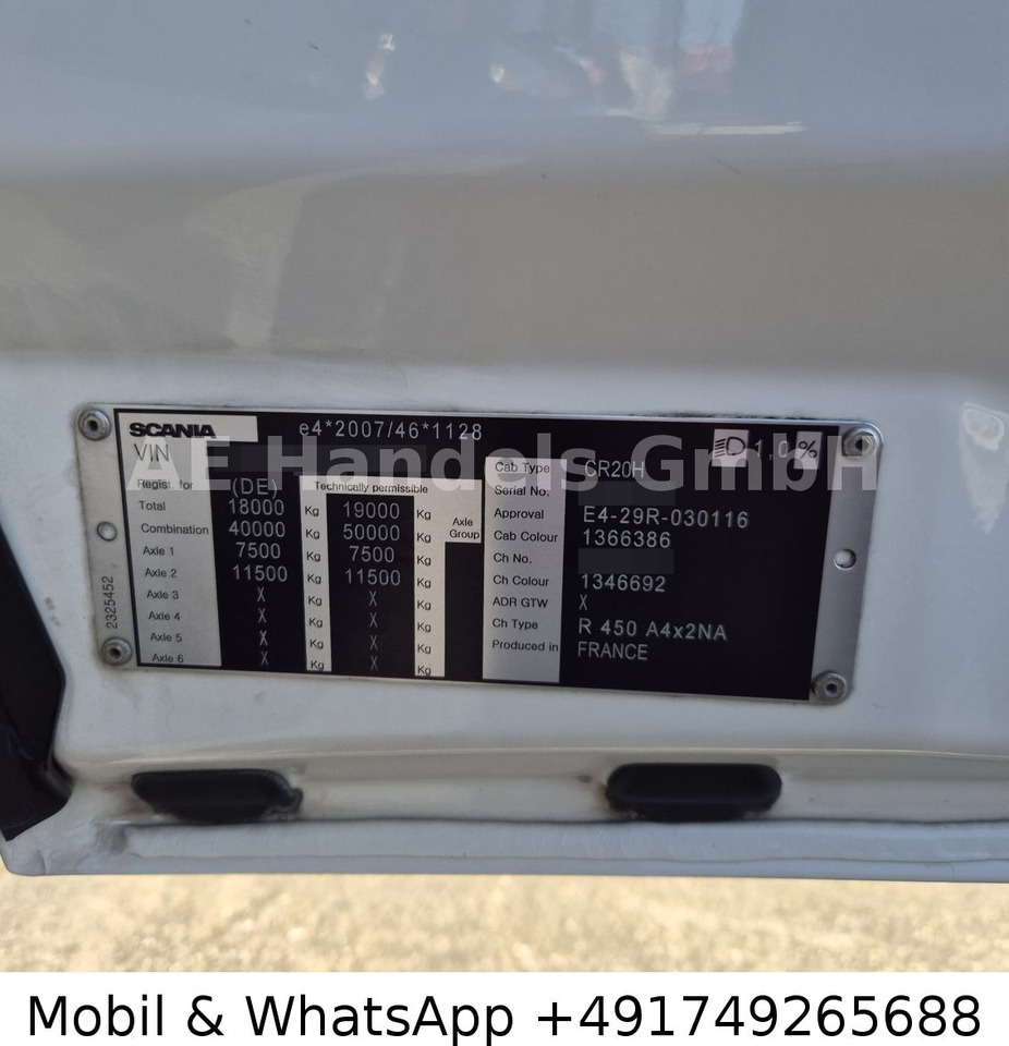 Cabeza tractora Scania R450 HighLine BL *Retarder/ACC/Standklima/2xTank: foto 9