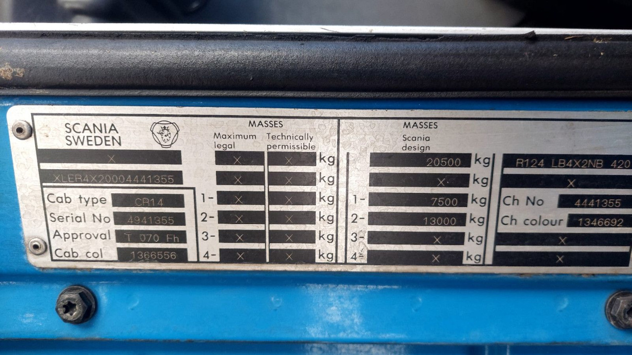 Camión chasis Scania R124LB 420 4x2, Euro 3: foto 9