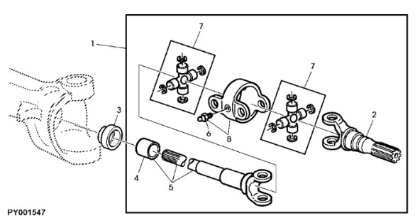 John Deere 7530 Premium - Uniwersalny wał napędowy AL175824 - Árbol de transmisión para Maquinaria agrícola: foto 1 John Deere 7530 Premium - Uniwersalny wał napędowy AL175824 - Árbol de transmisión para Maquinaria agrícola: foto 1