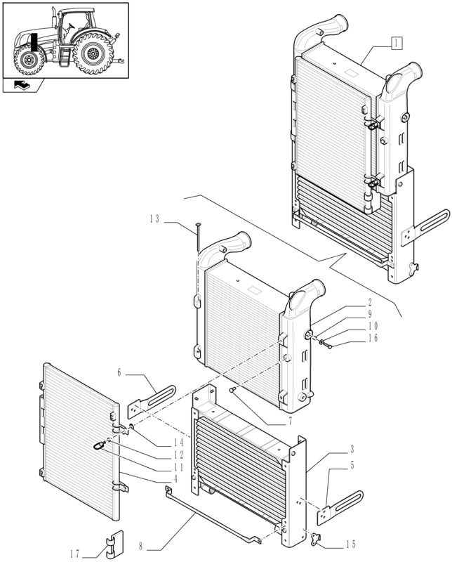 New Holland T6010 Skraplacz 84249272 - Condensador para Tractor: foto 1 New Holland T6010 Skraplacz 84249272 - Condensador para Tractor: foto 1