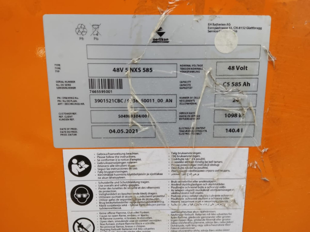 Battery 48V 585Ah - Acumulador para Equipo de manutención: foto 2 Battery 48V 585Ah - Acumulador para Equipo de manutención: foto 2
