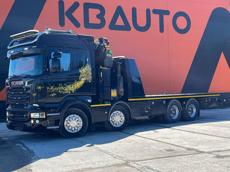 Scania R 560 8x4 PK 34002 / WINCH / FALCOM FAS 12000 / PLATFORM L=6564 mm - Camión portavehículos: foto 1 Scania R 560 8x4 PK 34002 / WINCH / FALCOM FAS 12000 / PLATFORM L=6564 mm - Camión portavehículos: foto 1