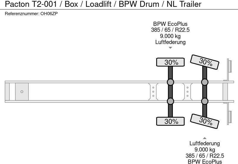 Semirremolque caja cerrada Pacton T2-001 / Box / Loadlift / BPW Drum / NL Trailer: foto 19