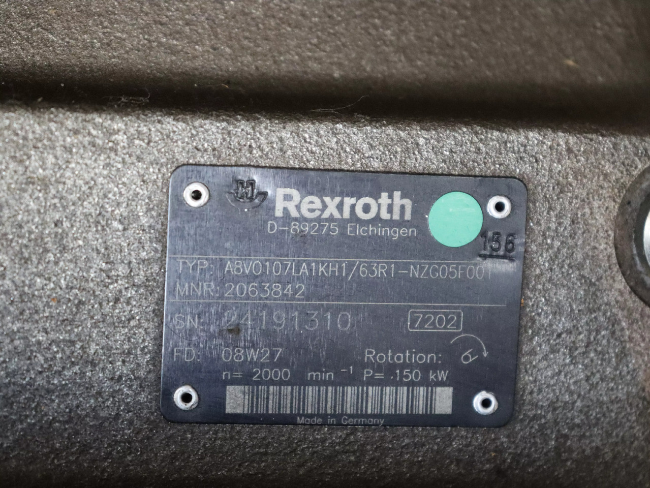 REXROTH A8VO107LA1KH1/63R1-NZG05F001 - Bomba hidráulica para Equipo de manutención: foto 5 REXROTH A8VO107LA1KH1/63R1-NZG05F001 - Bomba hidráulica para Equipo de manutención: foto 5