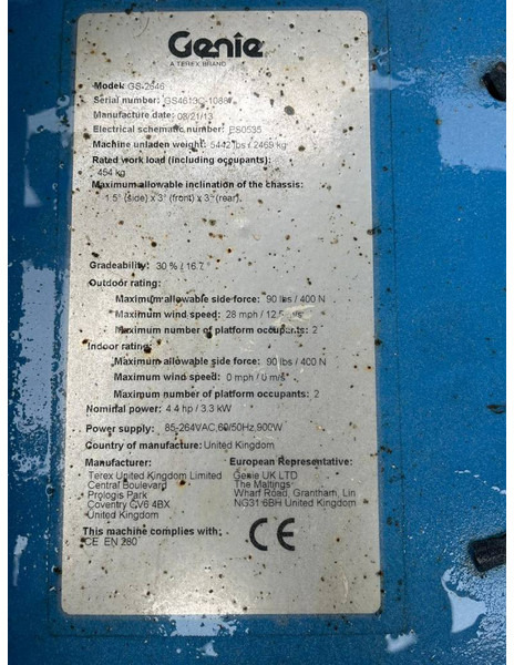 Genie GS 2646 - Plataforma de tijeras: foto 5 Genie GS 2646 - Plataforma de tijeras: foto 5