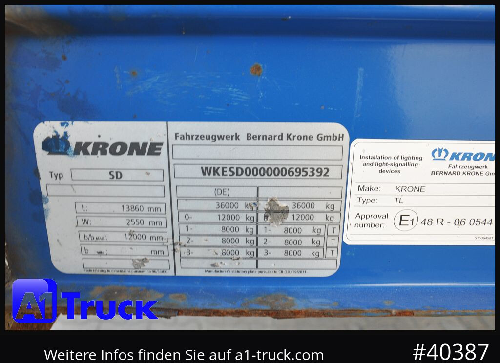 Semirremolque plataforma/ Caja abierta KRONE Mega, Pritsche, 1 Vorbesitzer, TÜV 01-2026, Staplerhalterung: foto 7