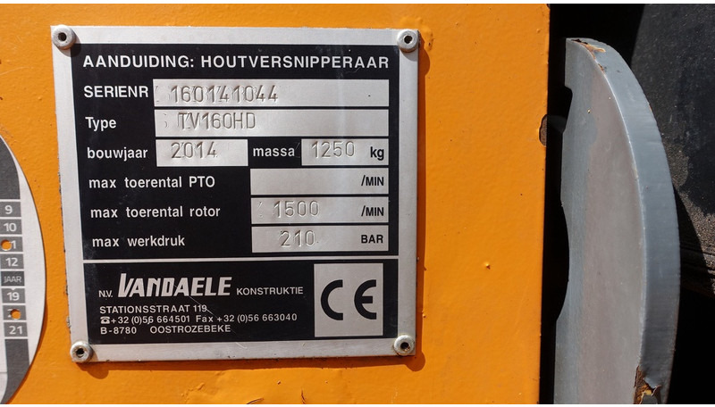 VANDAELE TV160HD Takken versnipperraar - Trituradora de madera: foto 5 VANDAELE TV160HD Takken versnipperraar - Trituradora de madera: foto 5