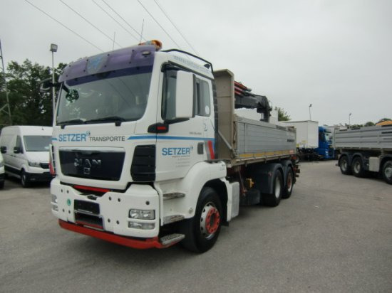 MAN TGS 26.400 3-Seitenkipper, 6x2-2 Lenkachse HIAB 144ES -3DUO - Camión volquete, Camión grúa: foto 1 MAN TGS 26.400 3-Seitenkipper, 6x2-2 Lenkachse HIAB 144ES -3DUO - Camión volquete, Camión grúa: foto 1
