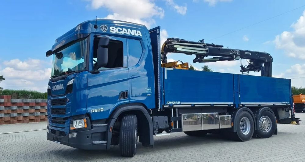 Scania R 500 6x2 z żurawiem Fassi F 215 AS – 2019 – Euro 6 –Retarder -Oś skrętna - Gotowa do pracy! - Camión grúa, Camión caja abierta: foto 1 Scania R 500 6x2 z żurawiem Fassi F 215 AS – 2019 – Euro 6 –Retarder -Oś skrętna - Gotowa do pracy! - Camión grúa, Camión caja abierta: foto 1