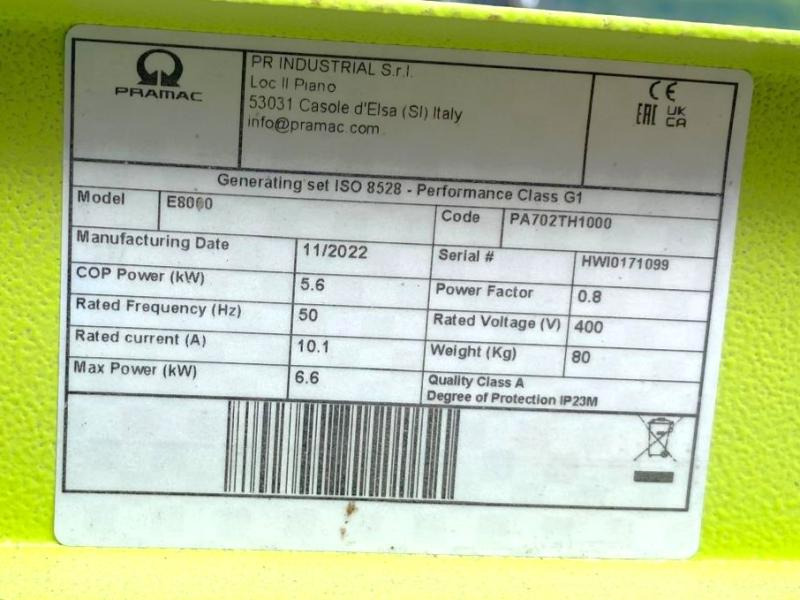 Generador industriale PRAMAC E8000 Groupe électrogène: foto 8