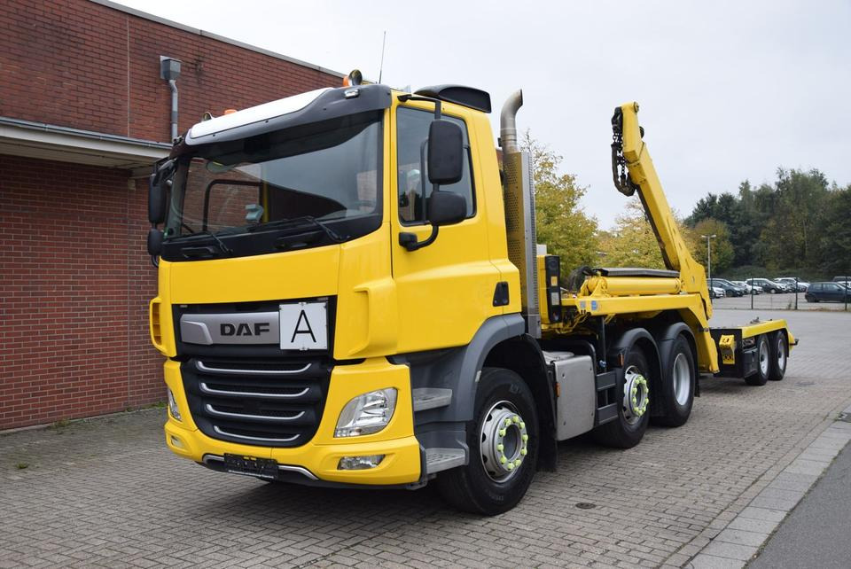 DAF  CF 450 Meiller Absetzkip. Vorlauf. Lenk Funk - Camión portacontenedor de cadenas: foto 1 DAF  CF 450 Meiller Absetzkip. Vorlauf. Lenk Funk - Camión portacontenedor de cadenas: foto 1