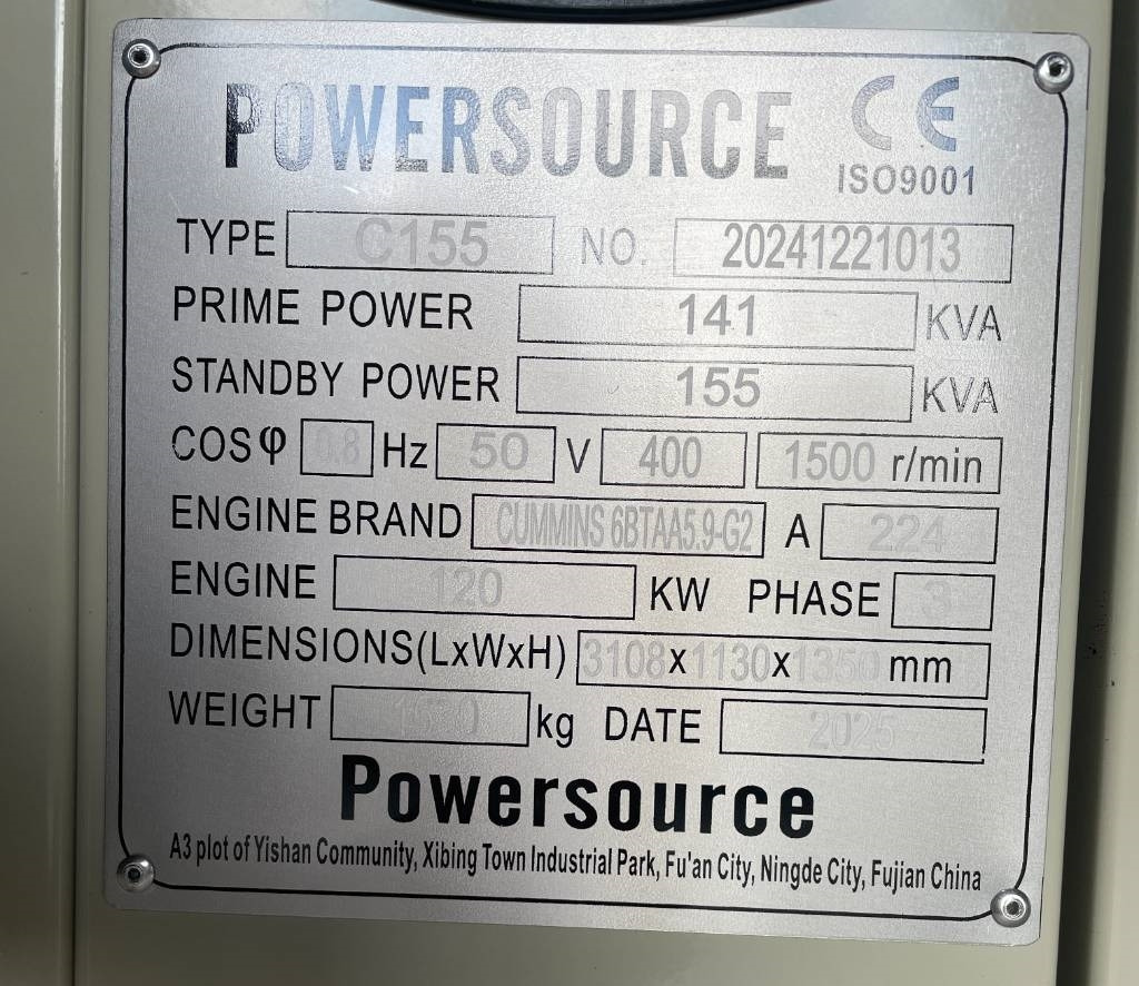 Cummins 6BTAA5.9-G2 - 155 kVA Generator - DPX-19837 - Generador industriale: foto 5 Cummins 6BTAA5.9-G2 - 155 kVA Generator - DPX-19837 - Generador industriale: foto 5