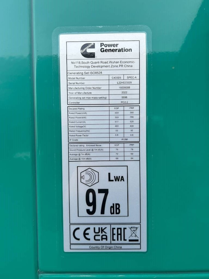 Cummins C400D5 - 400 kVA Generator - DPX-18518  - Generador industriale: foto 4 Cummins C400D5 - 400 kVA Generator - DPX-18518  - Generador industriale: foto 4