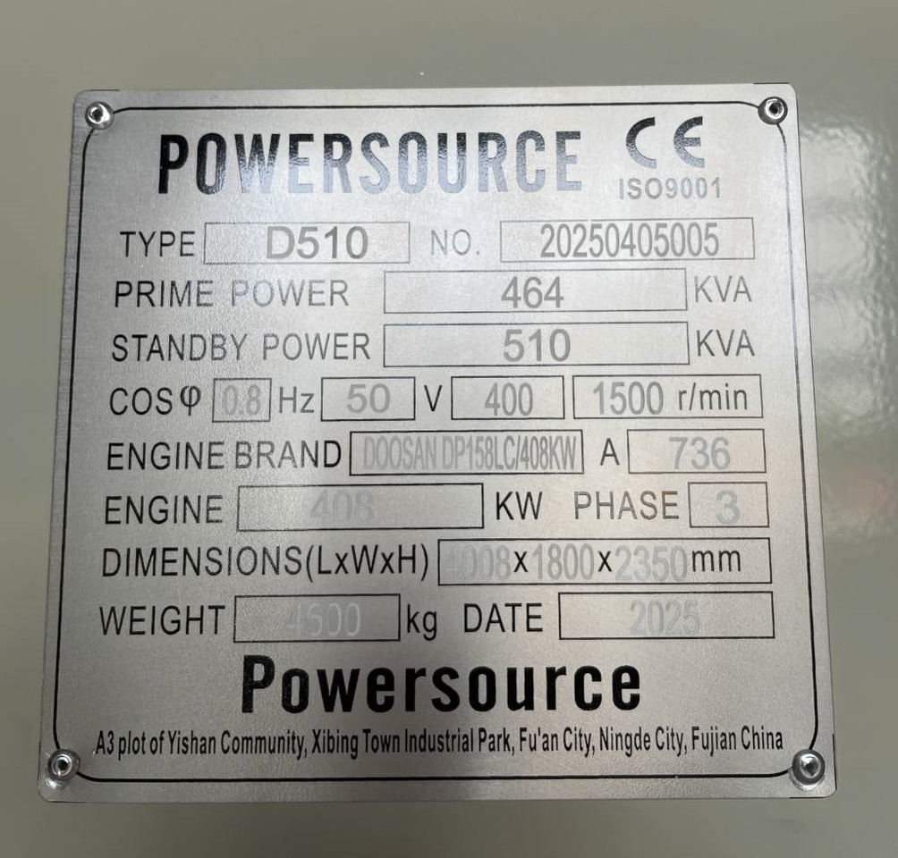 Generador industriale nuevo Hyundai DP158LC - 510 kVA Generator - DPX-19855: foto 6