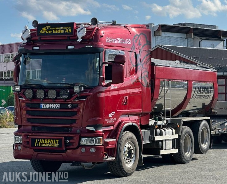 2013 Scania R500 tippbil med asfaltbalje og tippkasse - Brøyterigget - Euro 5 - Camión volquete: foto 1 2013 Scania R500 tippbil med asfaltbalje og tippkasse - Brøyterigget - Euro 5 - Camión volquete: foto 1