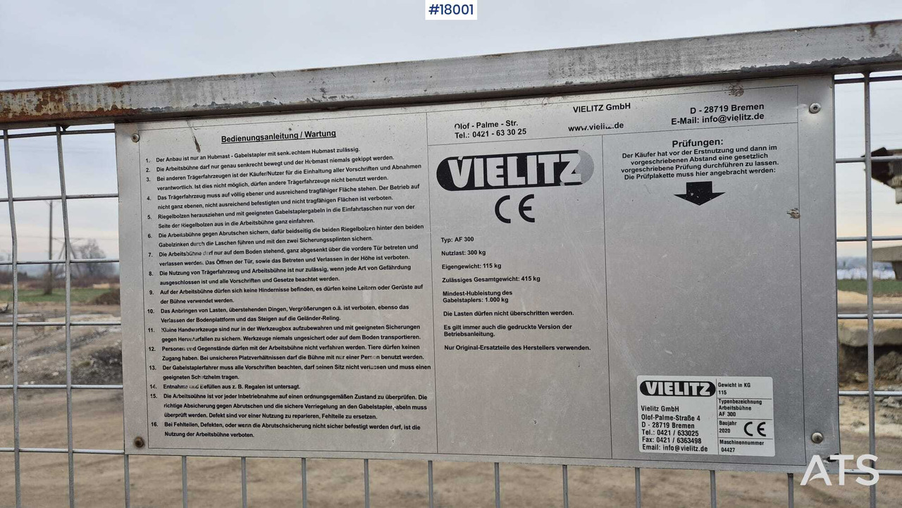 Work platform forklift basket VIELITZ AF 300 (2020) - Otros maquinaria: foto 5 Work platform forklift basket VIELITZ AF 300 (2020) - Otros maquinaria: foto 5