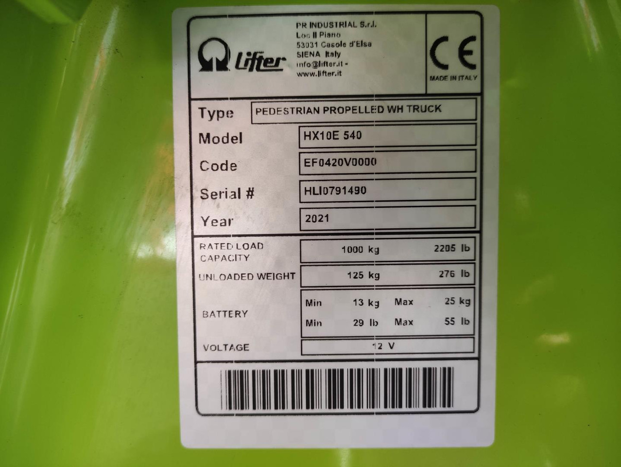 Pramac HX10E 540 - Transpaleta: foto 5 Pramac HX10E 540 - Transpaleta: foto 5