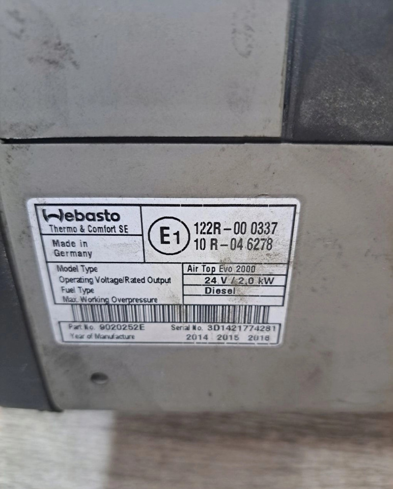 WEBASTO OGRZEWANIE POSTOJOWE RENAULT GAMA T RANGE - Calefacción/ Ventilación: foto 3 WEBASTO OGRZEWANIE POSTOJOWE RENAULT GAMA T RANGE - Calefacción/ Ventilación: foto 3