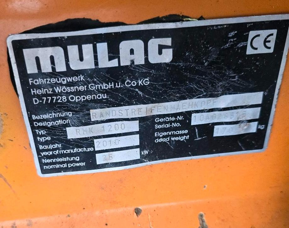 Mulag RMK 1200 Randstreifenmäher Böschungsmäher Böschungsmulcher Mähausleger - Desbrozadora de brazo: foto 5 Mulag RMK 1200 Randstreifenmäher Böschungsmäher Böschungsmulcher Mähausleger - Desbrozadora de brazo: foto 5