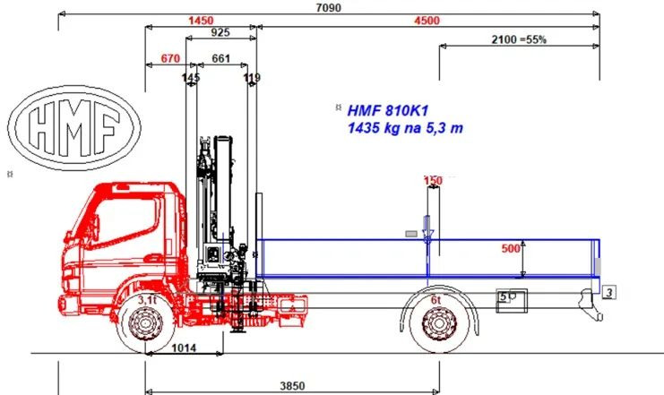 Mitsubishi FUSO 7C18 CANTER; Żuraw HDS; HMF 810-K1 - Camión caja abierta, Camión grúa: foto 4 Mitsubishi FUSO 7C18 CANTER; Żuraw HDS; HMF 810-K1 - Camión caja abierta, Camión grúa: foto 4