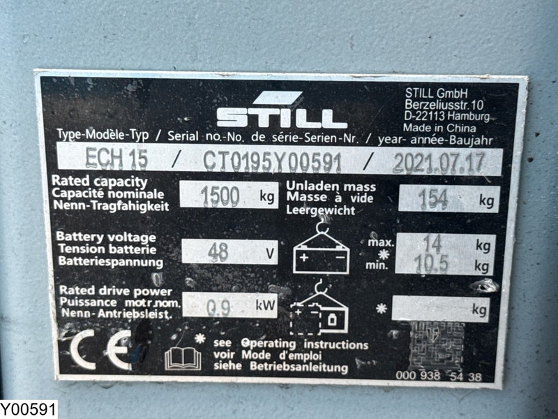 Still ECH 15 1500 kg, 0.19 m, Electric, 278 hours - Transpaleta: foto 5 Still ECH 15 1500 kg, 0.19 m, Electric, 278 hours - Transpaleta: foto 5