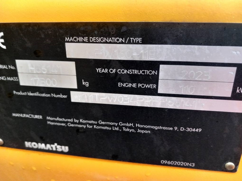 Komatsu PW160-11E0 - Excavadora de ruedas: foto 4 Komatsu PW160-11E0 - Excavadora de ruedas: foto 4