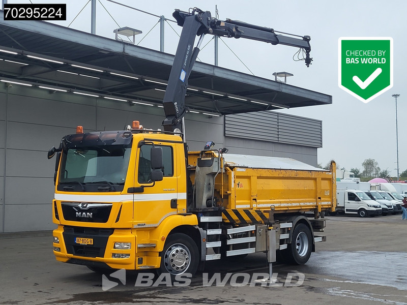 MAN TGM 18.250 TGM 4X2 NL-Truck 10m3 HSW Tipper 13Ton HMF 1300-K2 Crane Automatic Euro 6 - Camión volquete, Camión grúa: foto 1 MAN TGM 18.250 TGM 4X2 NL-Truck 10m3 HSW Tipper 13Ton HMF 1300-K2 Crane Automatic Euro 6 - Camión volquete, Camión grúa: foto 1