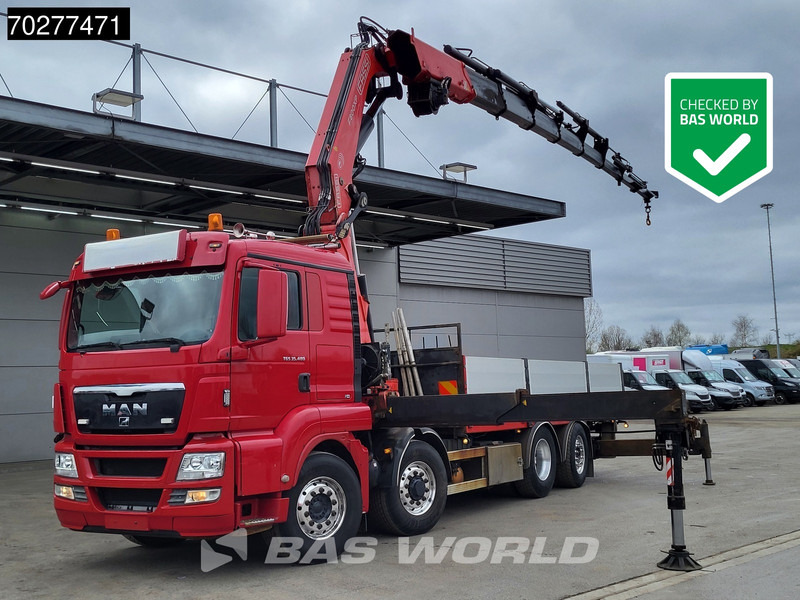 Camión caja abierta, Camión grúa MAN TGS 35.480 8X4 Fassi F800BXP.28 Kran Crane Hydrodrive Lift-Lenkachse Euro 4: foto 1