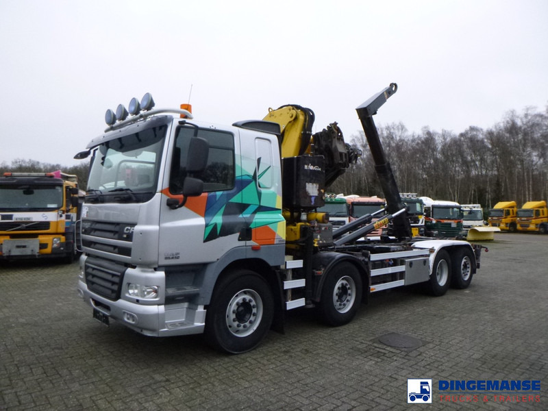 DAF CF 85.410 8x2 Hyva container hook + crane - Camión grúa: foto 1 DAF CF 85.410 8x2 Hyva container hook + crane - Camión grúa: foto 1