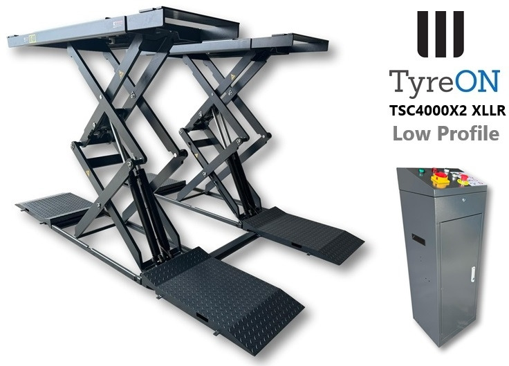 TSC4000X2 XLLR Low Profile 4T floor mounted scissor lift - Large lifting range, 66 cm wide extendable tables 148.5 to 230,5 cm - Hydromechanically locked - no air required - Also for vehicles with 5 c - Equipo de taller: foto 2 TSC4000X2 XLLR Low Profile 4T floor mounted scissor lift - Large lifting range, 66 cm wide extendable tables 148.5 to 230,5 cm - Hydromechanically locked - no air required - Also for vehicles with 5 c - Equipo de taller: foto 2