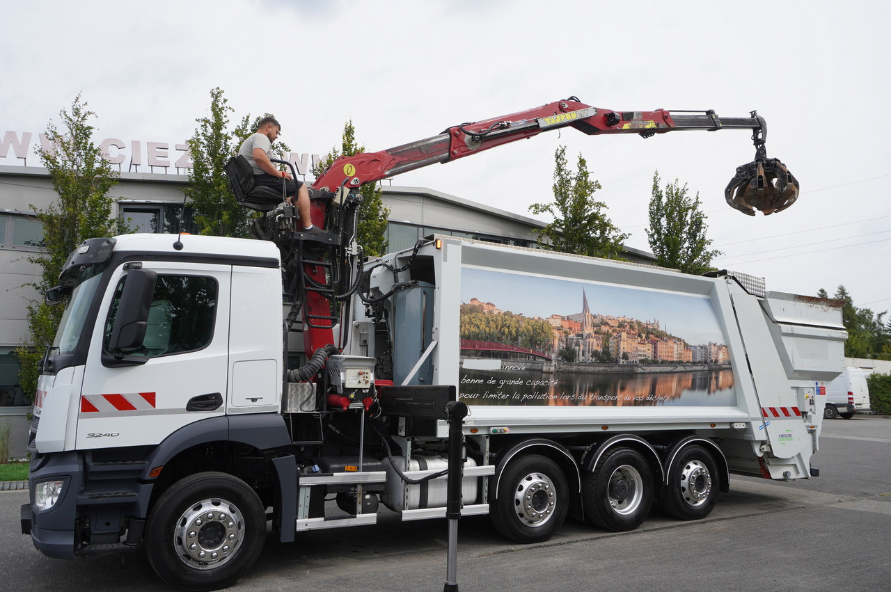 MERCEDES-BENZ Antos 3240 8x2 / Tajfun 5T crane / Farid Industries garbage truck/ 3 steered axles - Camión de basura: foto 1 MERCEDES-BENZ Antos 3240 8x2 / Tajfun 5T crane / Farid Industries garbage truck/ 3 steered axles - Camión de basura: foto 1